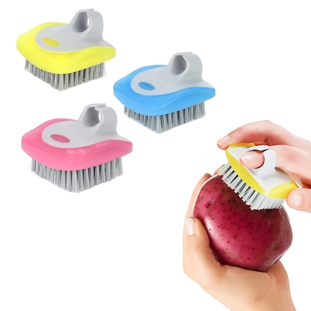 1947Kitchen 2.4 in W Scrubber Brush, 2.4 in L Brush, Assorted, PP + TPR, 3 PK TI-3BOOVC